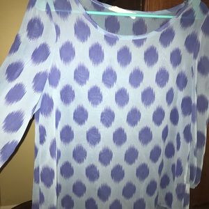 Peace, love cream, sheer top. Very cute.